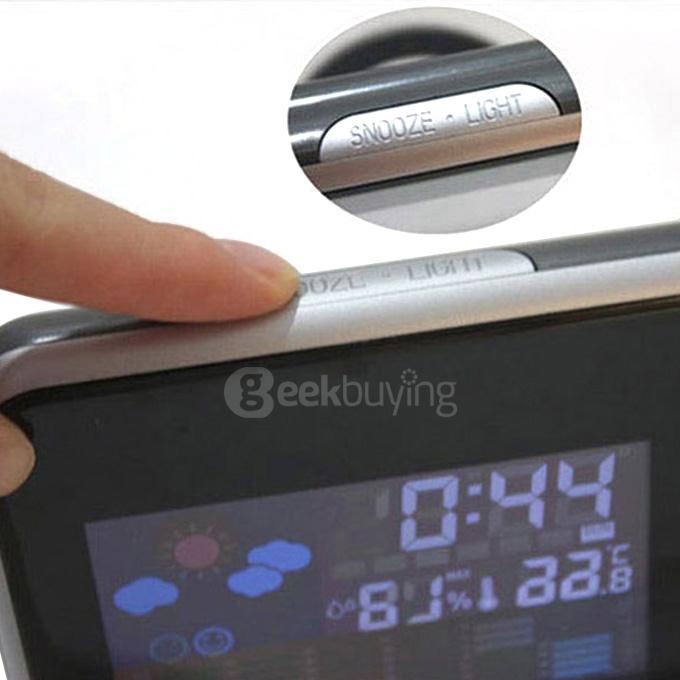 Digital Weather LCD Clock Snooze Alarm Clock Projector Color Display LED Backlight Table Desktop Clocks Projector