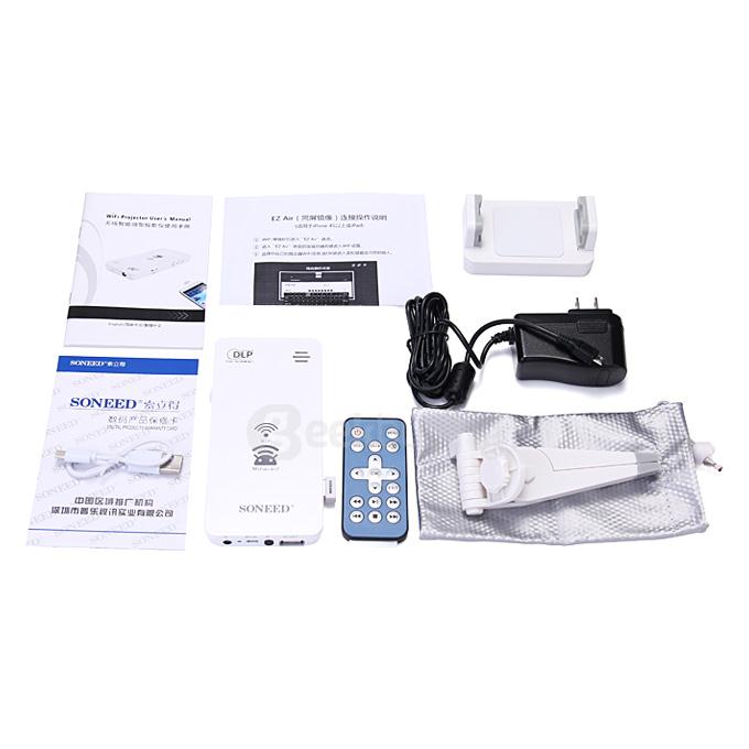 SONEED SP-1200W Wi-Fi Mini Multimedia DLP Projector 2500mAh Power Bank EZcast EZMirror EZair for iOS Android Mac Windows