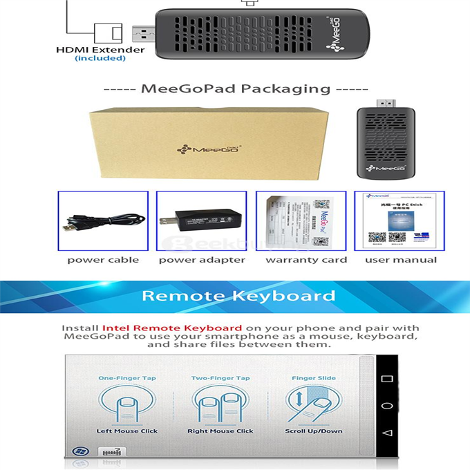 MEEGOPAD T05 MINI PC Windows 10 Intel Z3735F Quad Core 2G/32G 802.11b/g/n BT4.0 HDMI 1080P