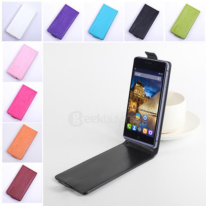 Protective Hard Cover Up&Down Flip Stand Leather Case for Kingzone K2 Smartphone - Brown