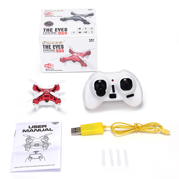 FQ777- 954 WIFI FPV 0.3MP Camera 4CH 6Axis APP Control MINI Quadcopter RTF- Red