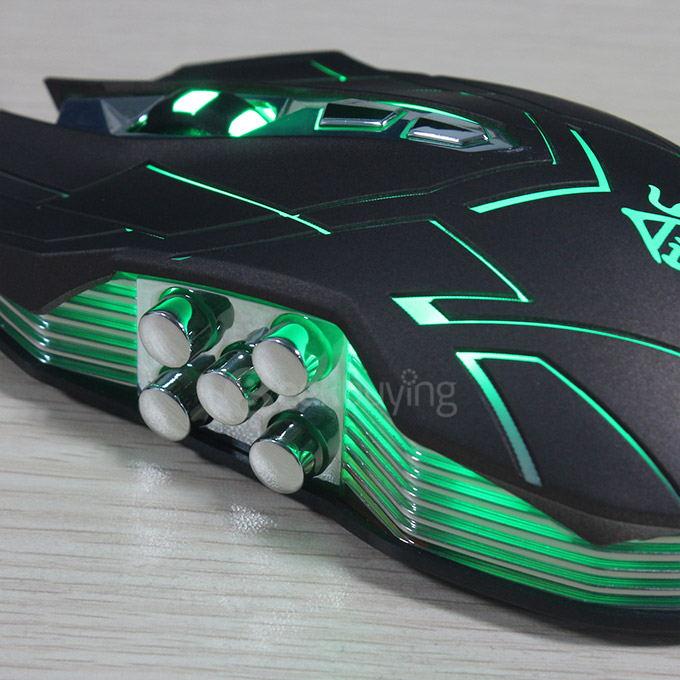 Jianshengyizu JS-X9 10 Key 500-1200-2400-3200DPI 4 Modes USB Wired LED Gaming Mouse - Brown Black