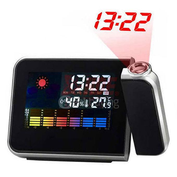 Digital Weather LCD Clock Snooze Alarm Clock Projector Color Display LED Backlight Table Desktop Clocks Projector