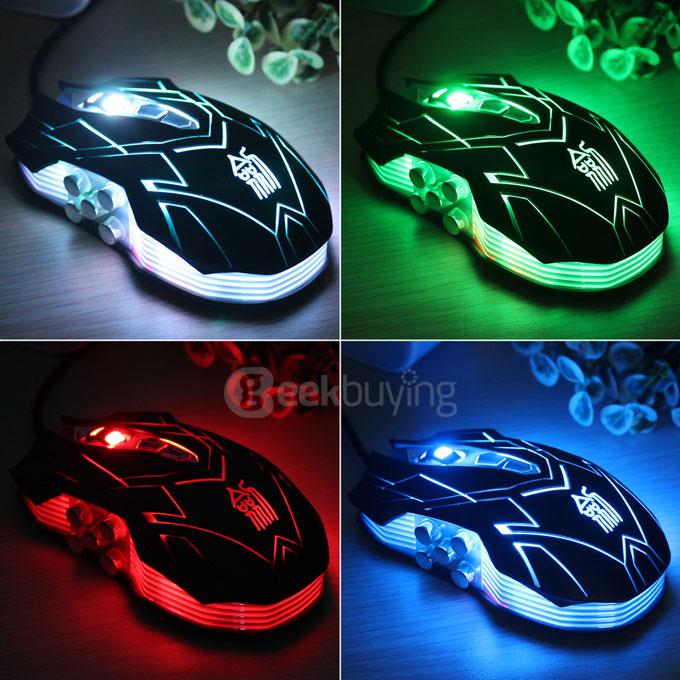 Jianshengyizu JS-X9 10 Key 500-1200-2400-3200DPI 4 Modes USB Wired LED Gaming Mouse - Brown Black