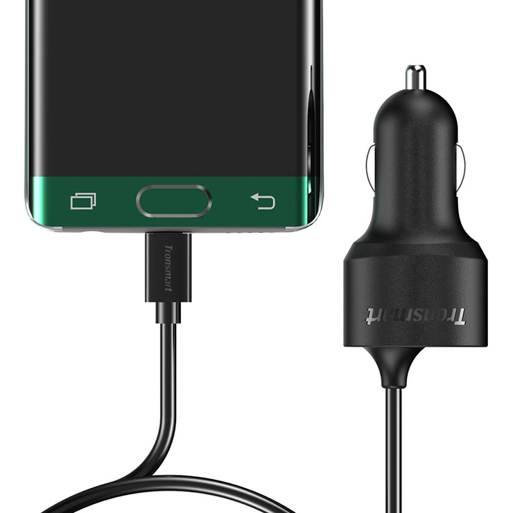 Tronsmart Quick Charge 2.0 VoltIQ 2 Ports 30W Rapid Car Charger for Samsung Galaxy HTC Sony Xiaomi LG Motorola - Black