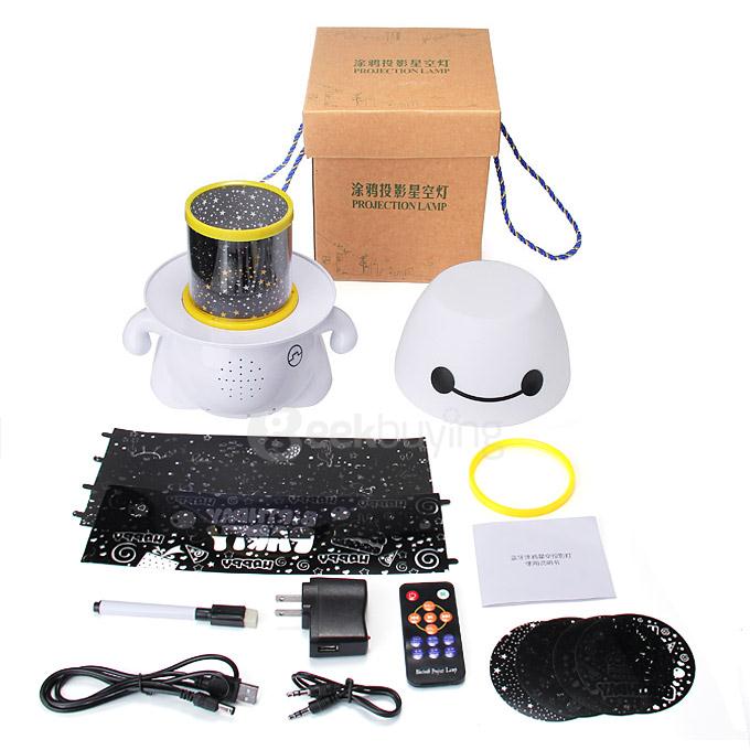Baymax Lovely DIY Doodling Projection Lamp Battery Powered Bluetooth Speaker Projector Romantic Baymax Lamp
