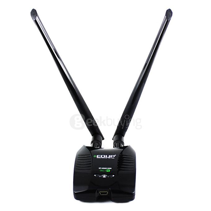 EDUP EP-MS8515GS Wireless USB Adapter 2.4GHz 150Mpbs 802.11 b/g/n WLAN Wi-Fi Network Card with Double 6dbi Antennas - Black