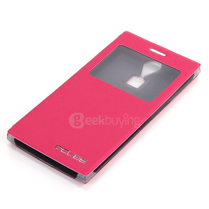 Protective Hard Cover Flip Stand Leather Case for DOOGEE F5/F5 PRO Smartphone - Rose