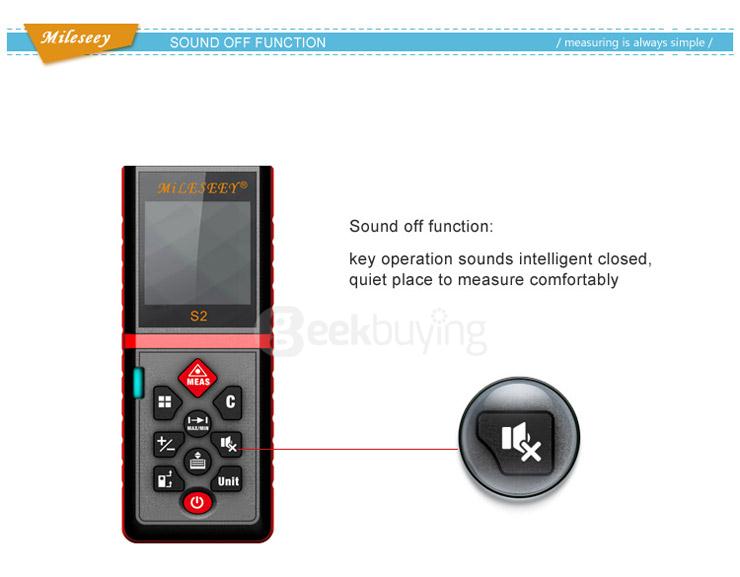 Mileseey S2 60m Handheld Rangefinder Laser Distance Meter Digital Laser Range Finder