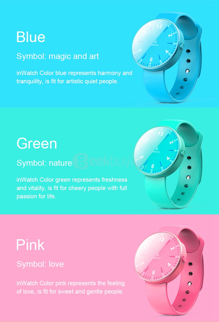 inWatch Color Bluetooth 4.0 Smart Watch Sleep Monitor Pedometer Fitness Tracker Call SMS Reminder Anti-lost For Android iOS - Pink