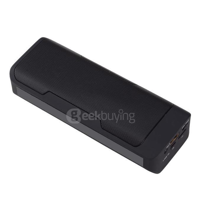 Bluetooth 3.0 Speaker 4000mA Power Bank Hands-free FM Music Player - Black