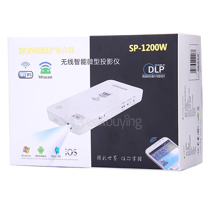 SONEED SP-1200W Wi-Fi Mini Multimedia DLP Projector 2500mAh Power Bank EZcast EZMirror EZair for iOS Android Mac Windows
