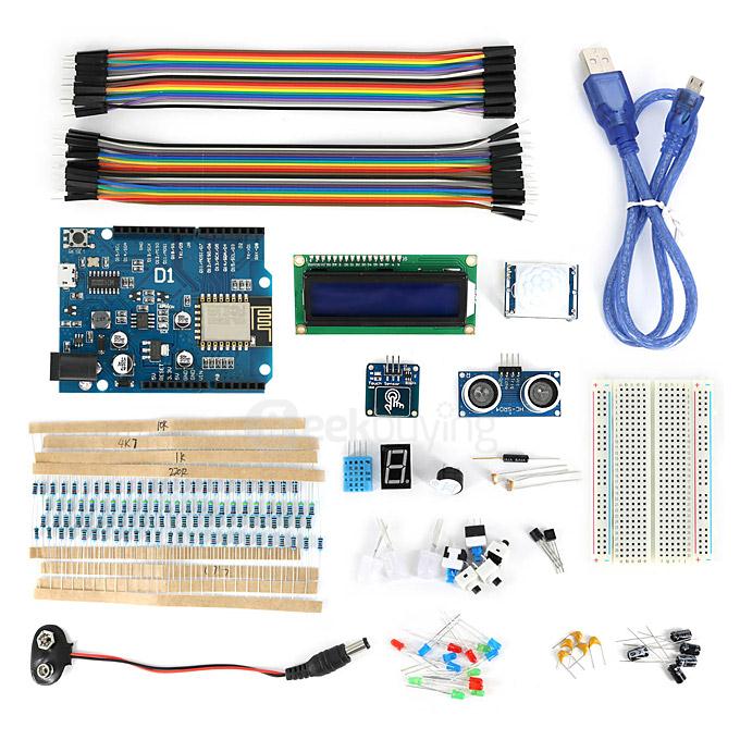 ESP8266 ESP-12E UNO Wi-Fi BreadBoard Kit with Sensors / LCD Display Module for Arduino IDE
