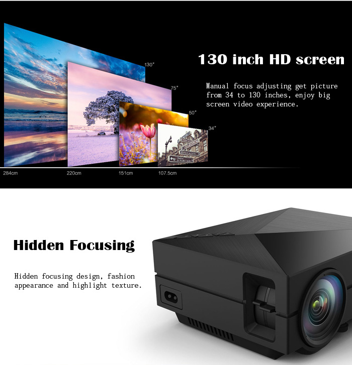 GM60 LCD FHD Projector 1000LM 1080P Multimedia Player USB SD VGA HDMI AV for Home Office Outdoor