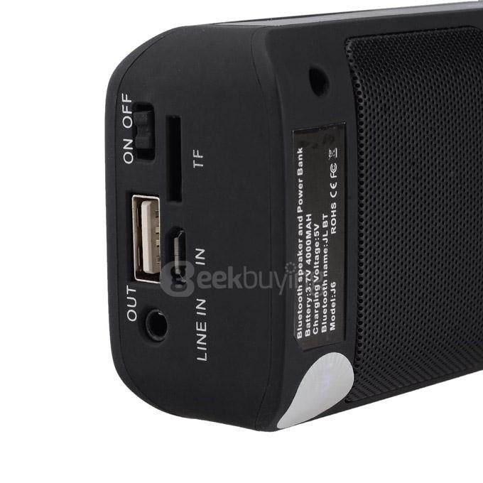 Bluetooth 3.0 Speaker 4000mA Power Bank Hands-free FM Music Player - Black