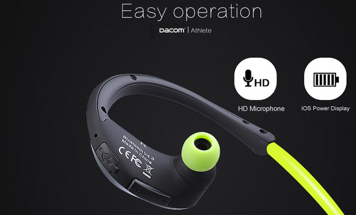 Dacom Athlete NFC Bluetooth Headset BT4.0 Wireless Stereo Headphone Music Earphones With MIC - Yellow