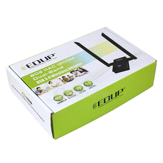 EDUP EP-AC1605 802.11AC 1200Mbps Dual-Band 2.4GHz/5.8GHz USB3.0 Wireless Adapter with 2 Detachable Antennas - Black