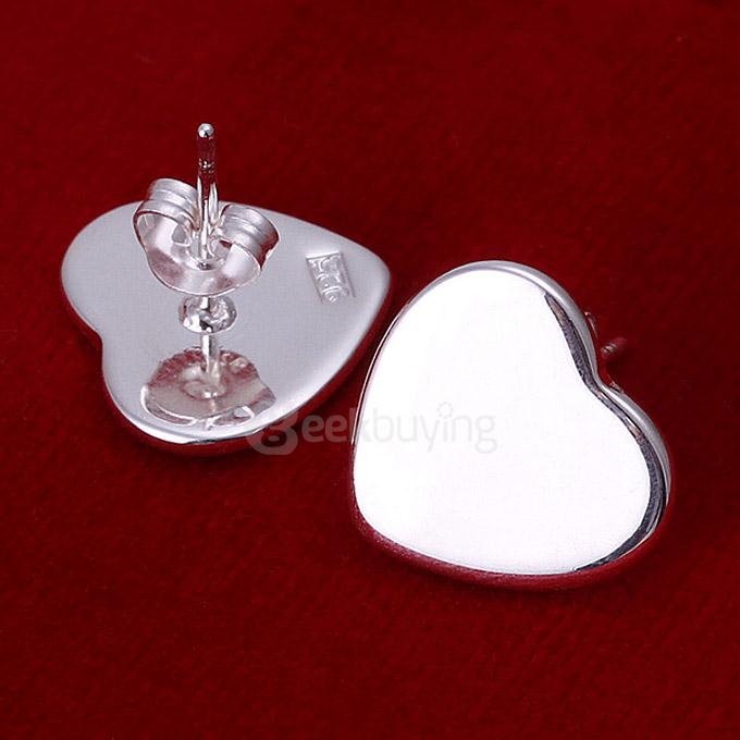 Simple Heart Shaped Silver Earrings