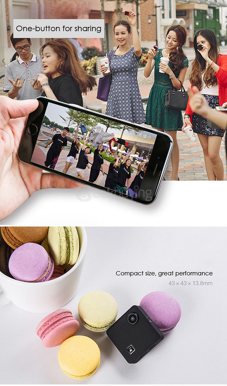 Foream Compass Mini WiFi Action Camera Ambarella A7 8.0MP CMOS Image Sensor 78 Degree View Angle 750mAh Battery - Black
