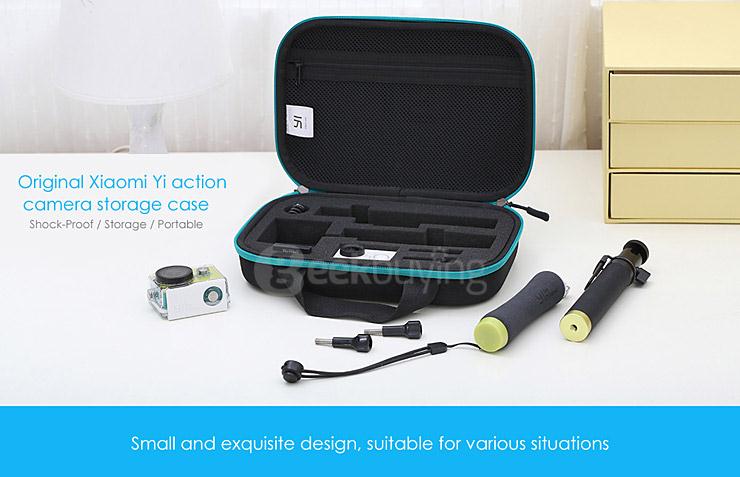 Original Xiaoyi Yi Action Camera Storage Bag Portable Shockproof Waterproof - Black + Green