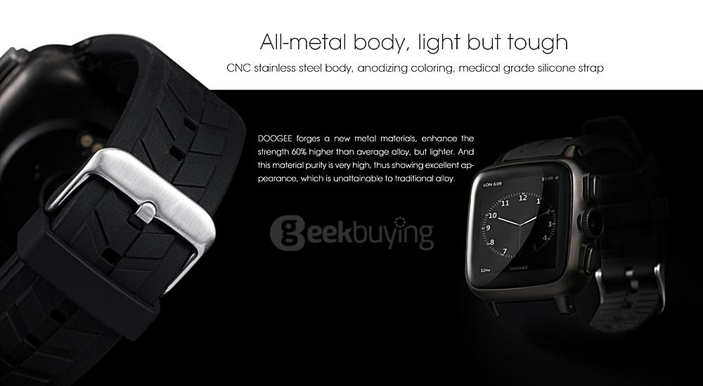 DOOGEE S1 1.54inch IP67 Android 4.4 3G Smartwatch Phone MTK6572 Dual Core GPS Heart Rate Monitor WiFi 5.0MP - Black