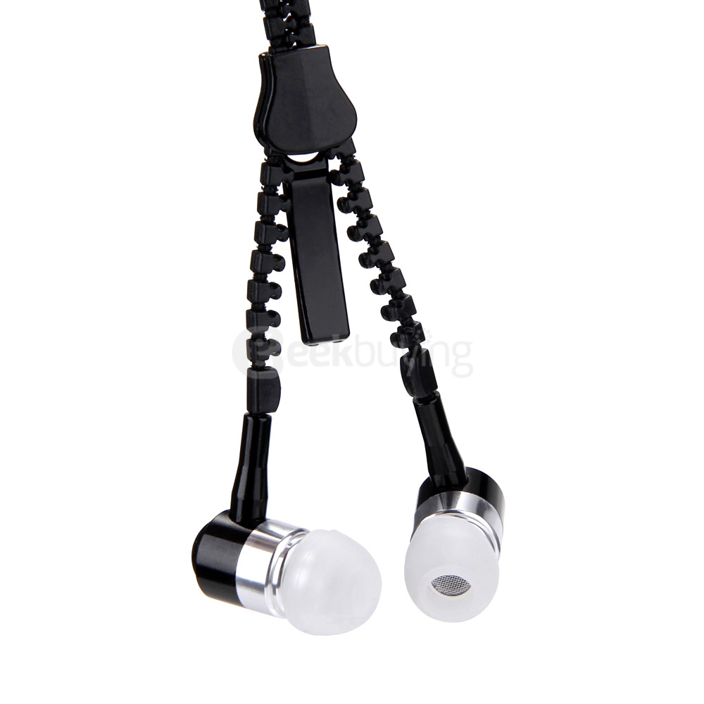 Zip Style In-ear 3.5mm Earphone with MIC for iPhone iPad Samsuing Xiaomi - Black