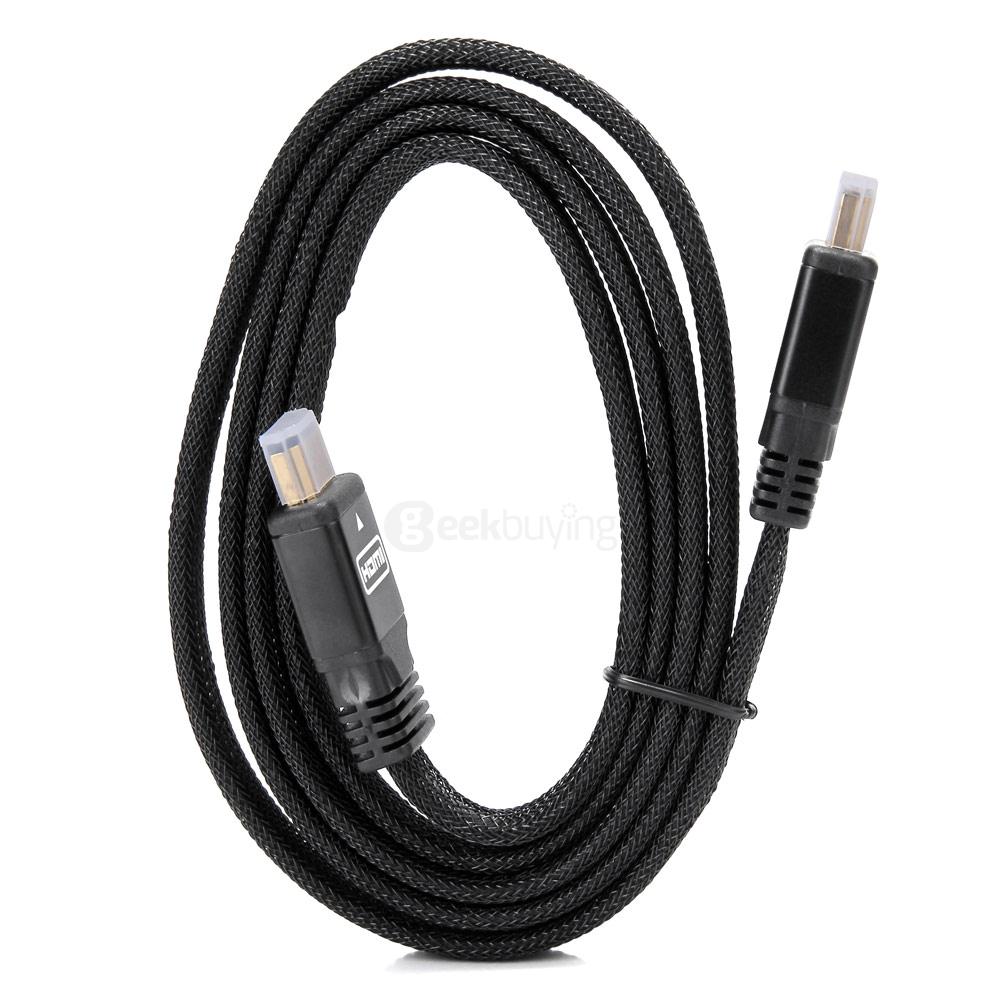 5M Nylon Mesh Flat Wire Version 1.4 HDMI to HDMI Male to Male HD Copper Cable - Black