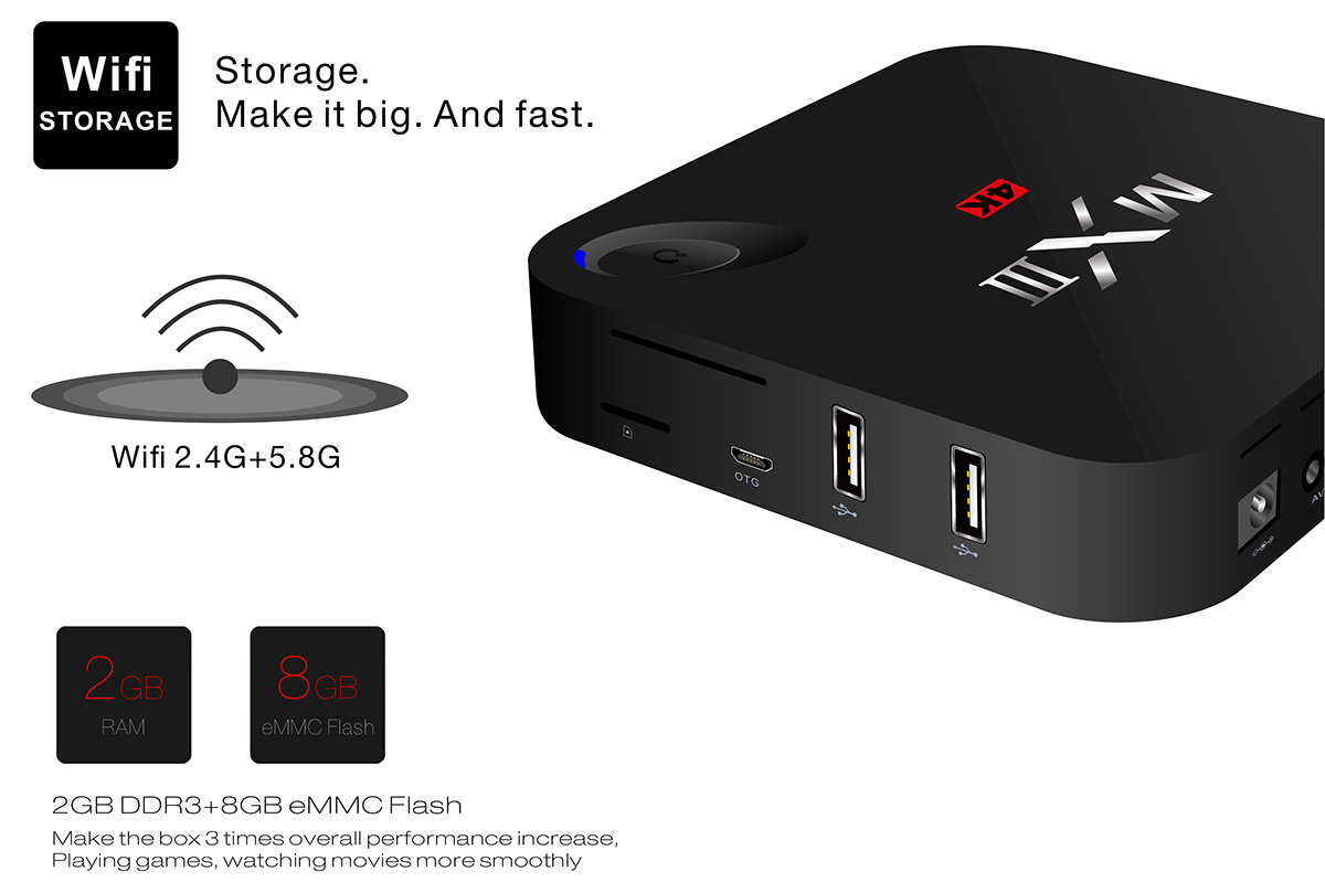 MXIII-G 4K UHD TV BOX Android 4.4 Amlogic S812 Quad Core 2G/8G 2.4/5G Dual Band WIFI Blutooth 4.0 HDMI H.265