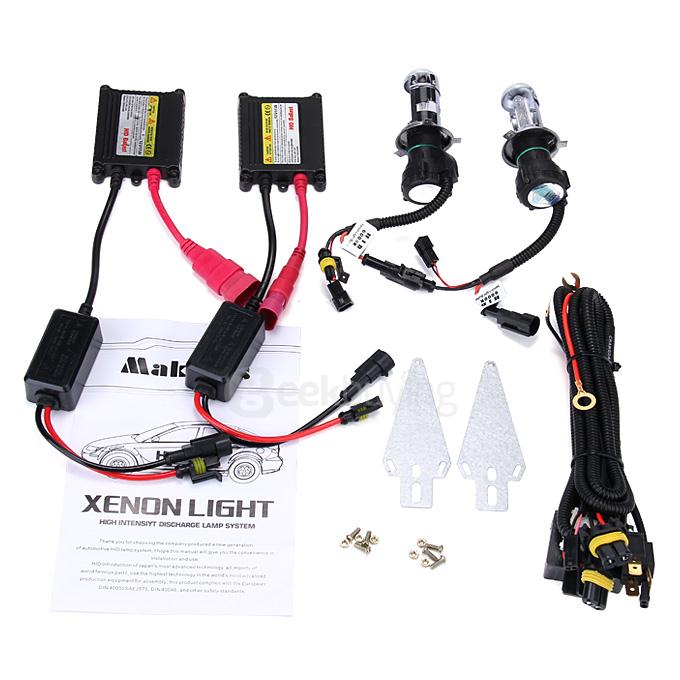 Makibes 5000K H4-3 55W 12V Xenon HID Kit Car Headlight Xenon Bulb Slim Ballast - Black + Silver