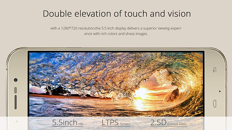 UMI ROME X 5.5inch 2.5D HD Screen MT6580 Quad Core Smartphone Android 5.1 1GB RAM 8GB ROM 13.0MP+2.0MP - Gold