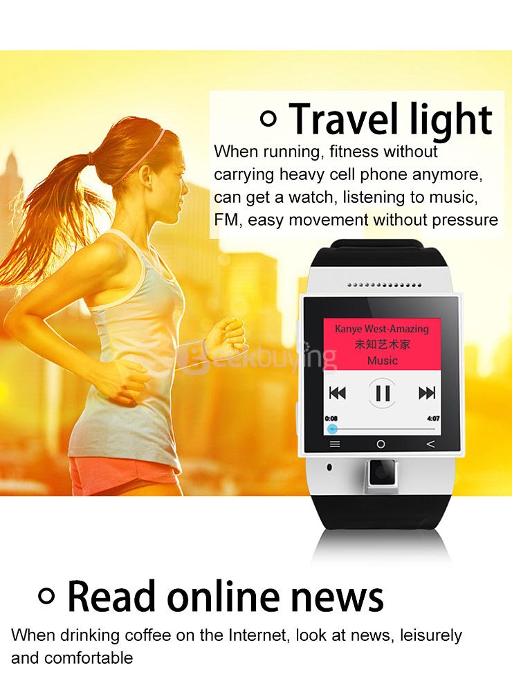 ZGPAX S55 1.54inch Android 4.4 Smartwatch Phone MTK6572 Dual Quad 1.2GHz Touch Screen Bluetooth 4.0 Camera - Black