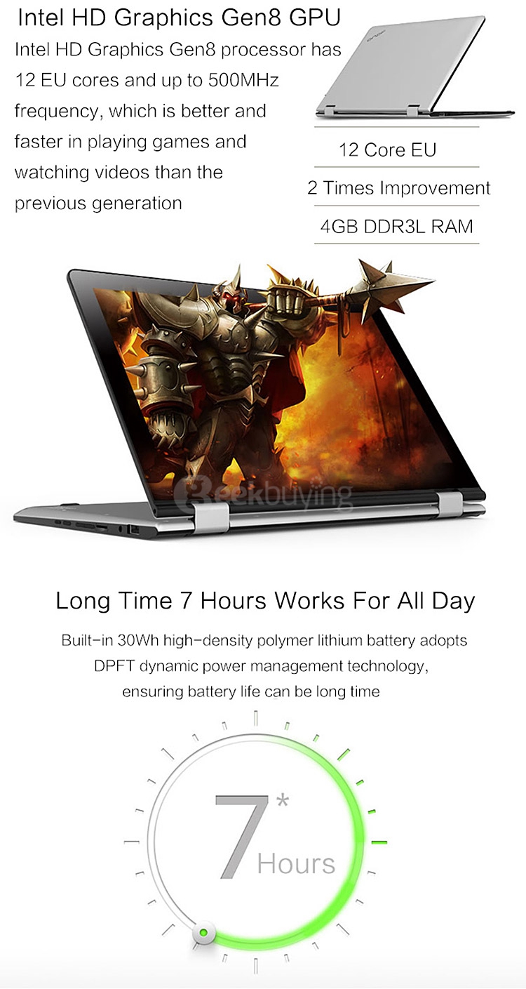 Onda oBook 11 Ultrabook Laptop 11.6 inch Windows10 2GB/32GB Intel Cherry Trail Z8300 Quad Core 1.84GHz IPS 1920*1080 - Silver