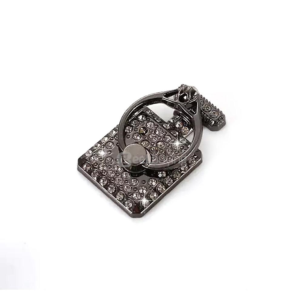 Stylish Metal Ring Shape Phone Holder Stand Creative Square Shape Smartphone Holder for iPhone Samsang HTC Sony ASUS Xiaomi OnePlus Phones - Black