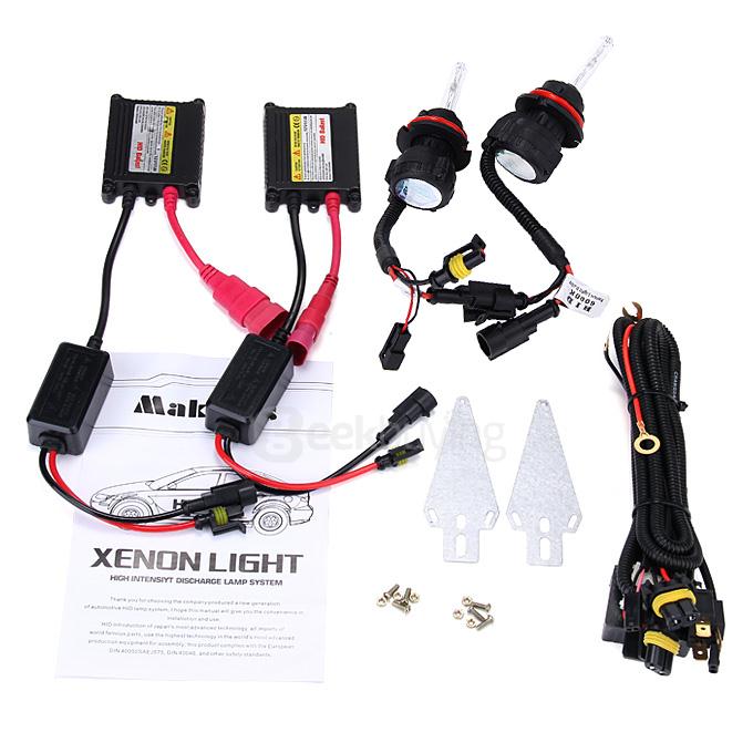 Makibes 5000K 9004/9007-3 55W 12V Xenon HID Kit Car Headlight Xenon Bulb Slim Ballast - Black + Silver