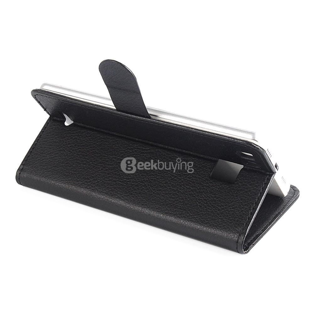 Litchi Texture Protective Hard Cover Flip Stand Leather Case for Cubot S600 Smartphone - Black