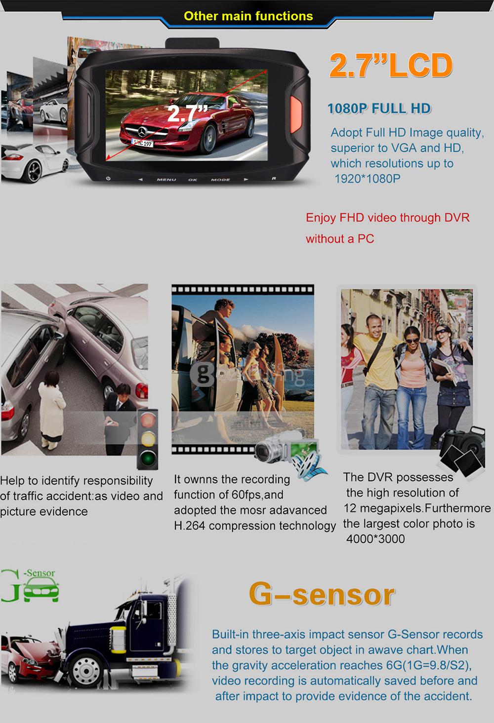 Blackview G90A 2.7inch LCD Ambarella A7LA50 5.0MP Full HD 1080P 170 Degree Wide-angle Lens Car DVR Dashcam HDR G-Sensor