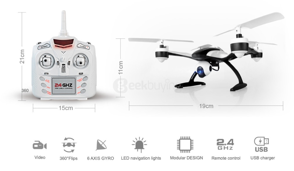 JXD 509V 0.3MP Camera Altitude Hold Mode 2.4G 4CH 6Axis Headless Mode RC Quadcopter RTF