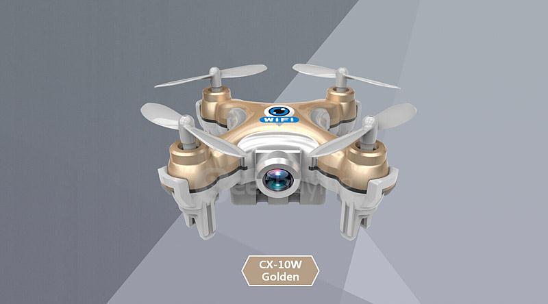 Cheerson CX-10W CX10W Mini Wifi FPV 0.3MP Camera LED 3D Flip 2.4G 4CH 6 Axis RC Quadcopter BNF - Light Gra