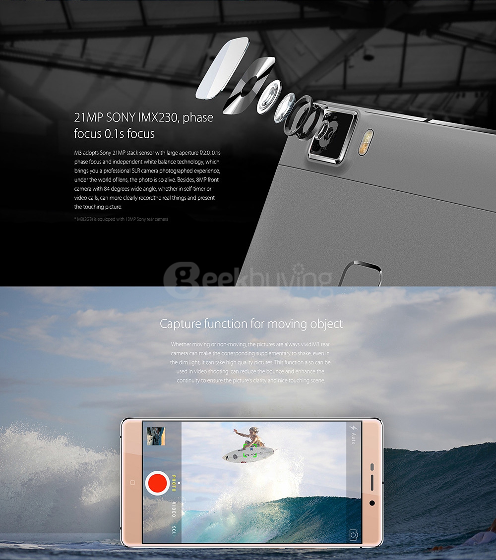 Elephone M3 5.5inch MT6755 Helio P10 Octa Core Android 5.1 3GB 32GB Smartphone 4G LTE 21.0MP Type-C 3.0 - Grey