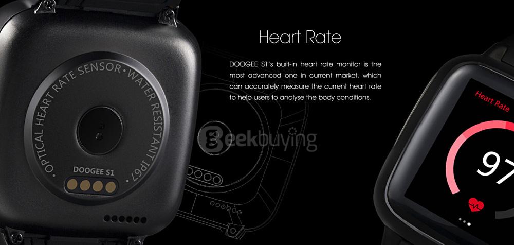 DOOGEE S1 1.54inch IP67 Android 4.4 3G Smartwatch Phone MTK6572 Dual Core GPS Heart Rate Monitor WiFi 5.0MP - Black