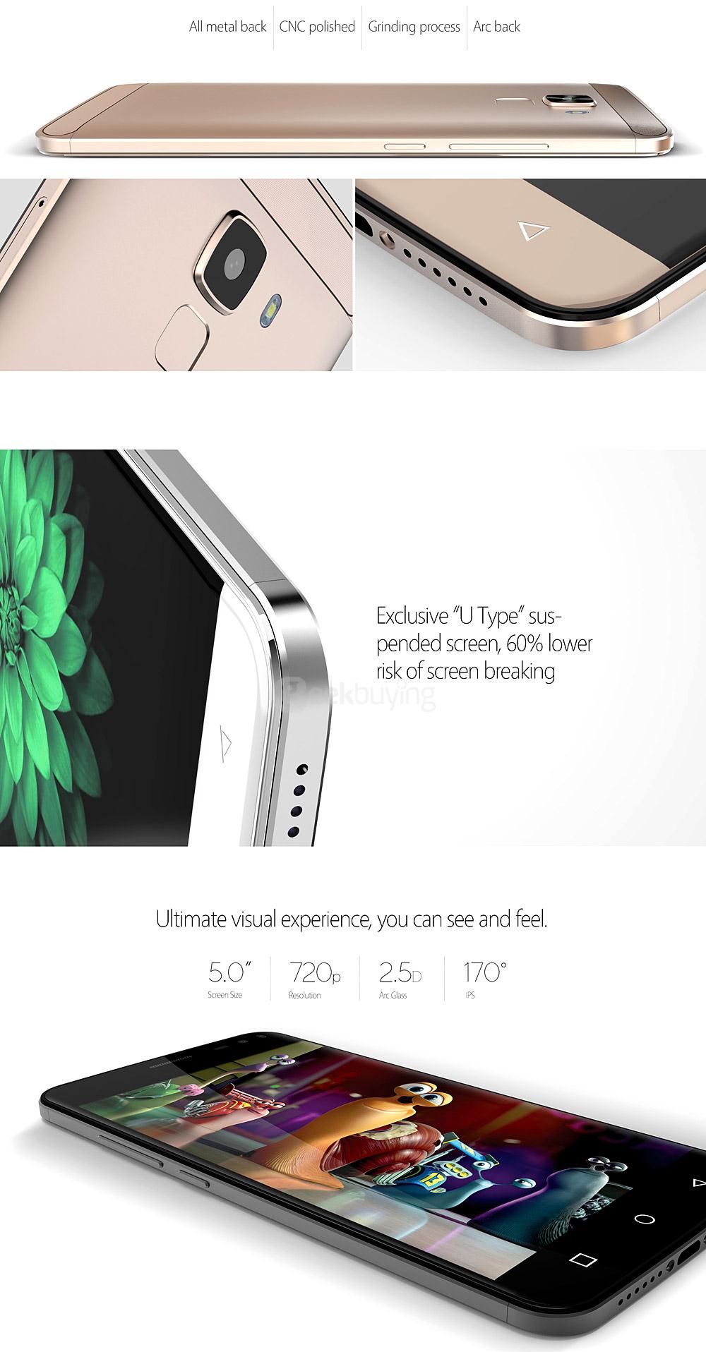 BLUBOO Xfire 2 5.0inch 2.5D IPS HD Screen 3G Smartphone Android 5.1 1GB 8GB MTK6580 1.2GHz Quad Core 8.0MP Touch ID - Gold