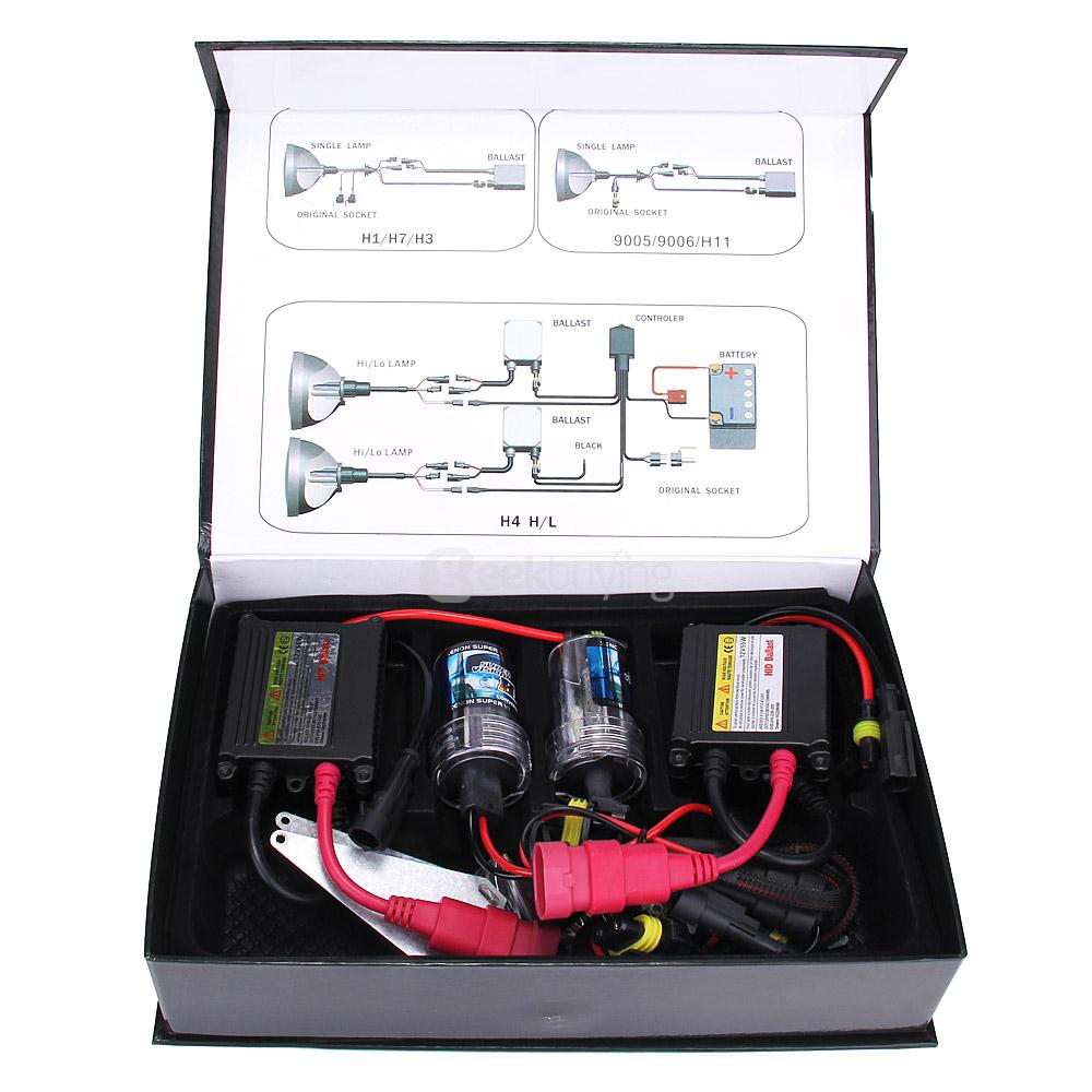 Makibes 6000K 9006 55W 12V Xenon HID Kit Car Headlight Xenon Bulb Slim Ballast - Black + Silver