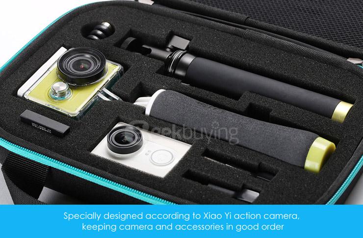 Original Xiaoyi Yi Action Camera Storage Bag Portable Shockproof Waterproof - Black + Green