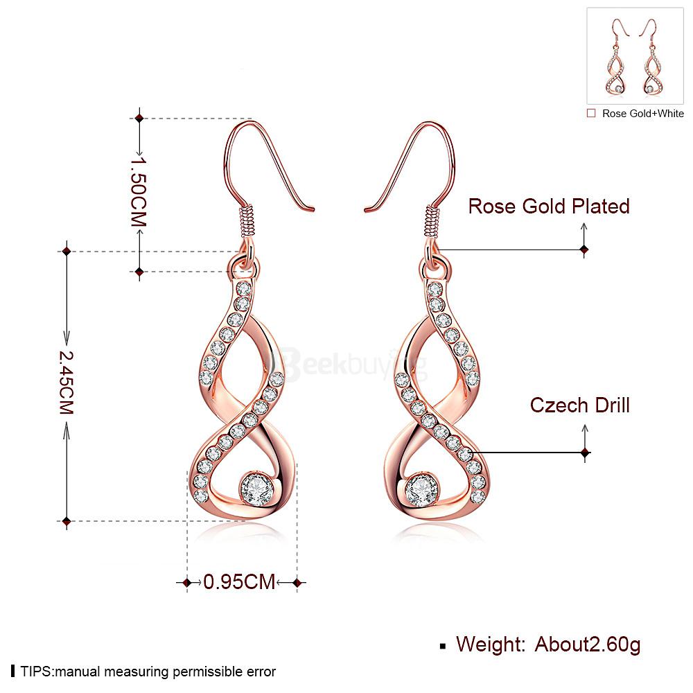 AKE020 Rose Gold Simple Persionalized Zircon Inlaid Earrings
