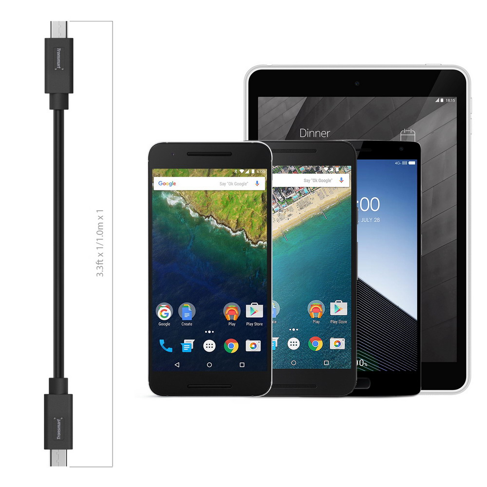 Tronsmart 3.3ft 1M USB2.0 Type C Male to Type C Male Sync&Charging Cable for Type-C Supported Devices