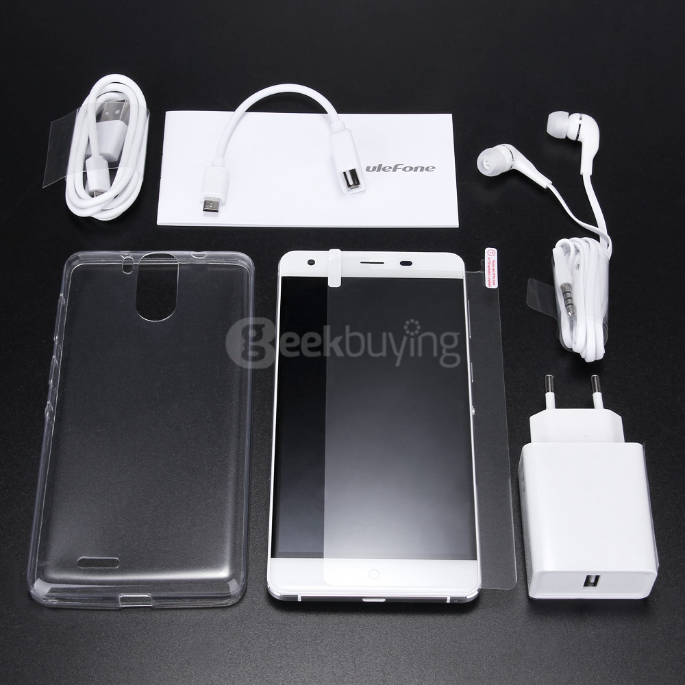 Ulefone Power 5.5inch FHD 4G LTE Android 5.1 3GB 16GB Smartphone 64bit MTK6753 Octa Core 13.0MP 6050mAh Touch ID with Silica Gel Case - White