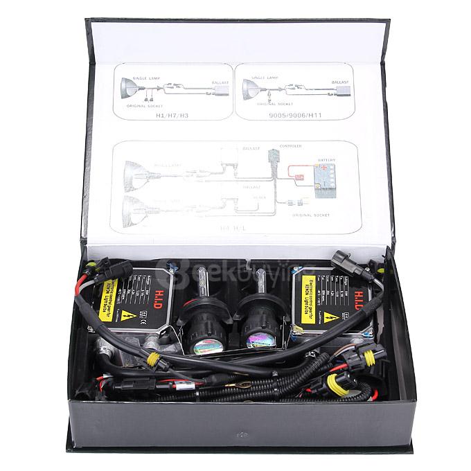Makibes 5000K H13-3 55W 12V Xenon HID Kit Car Headlight Xenon Bulb Slim Ballast - Black + Silver