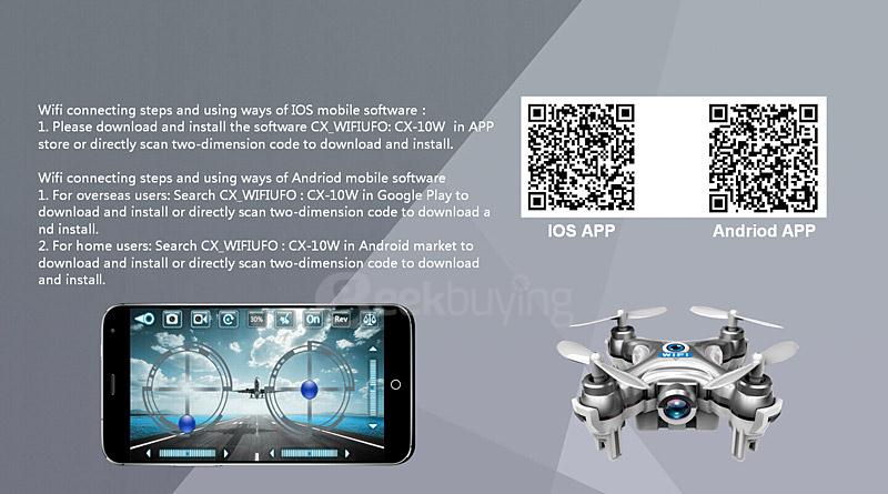 Cheerson CX-10W CX10W Mini Wifi FPV 0.3MP Camera LED 3D Flip 2.4G 4CH 6 Axis RC Quadcopter BNF Without Transmitter - Gold