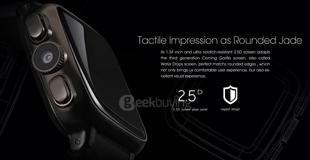 DOOGEE S1 1.54inch IP67 Android 4.4 3G Smartwatch Phone MTK6572 Dual Core GPS Heart Rate Monitor WiFi 5.0MP - Black