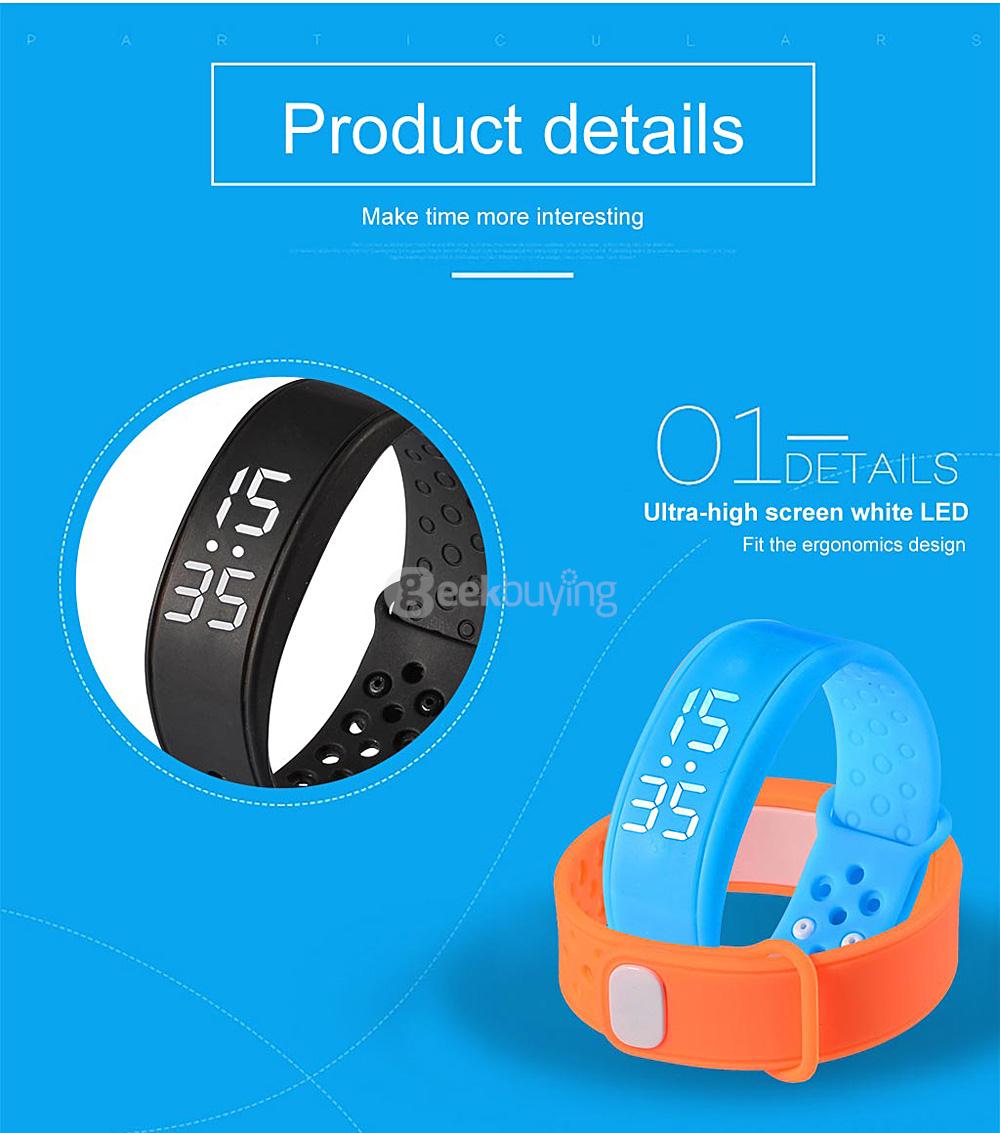 W6 Sports Smartband Time Temperature Dispaly Fitness Tracker Pedometer Sleep Monitor TPU Smart Bracelet for Windows - Black